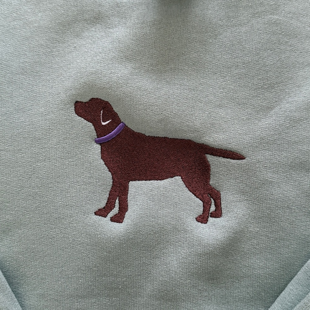 Chocolate lab / purple collar Embroidered Sweatshirt